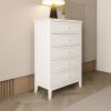 White Contemporary Roman Style, Solid Wood 5 Drawers Chest Bedroom Furniture, Drawer Storage, Tall Chest, Dresser 5 Drawers For Living Room, Entryway.
