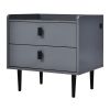 Nightstand with Wireless Charging Station,USB Charging and Adjustable LED Lights, Modern End Table with 2 Drawers for Bedroom,Gray