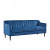 Modern Chesterfield sofa couch, Comfortable Upholstered sofa with Velvet Fabric and Wooden Frame and Wood Legs for Living Room/Bedroom/Office Blue --3