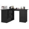Corner Desk High Gloss Black 57.1"x39.4"x29.9" Engineered Wood