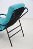 Lounge Recliner Chair Leisure chair Studio Chairs Iron Arm Club Chair with Metal Legs Moveable Cushion for Living Room (Turquoise)