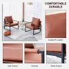 PU Leather Accent Arm Chair Modern Upholstered Armchair with Metal Frame Extra-Thick Padded Backrest and Seat Cushion Sofa Chairs for Living Room ( Br