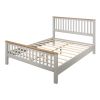 Country Gray Solid Platform Bed with Oak Top, Queen