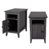 Set of 2 Nightstand for Bedroom Living Room, 1-Drawer Wooden End Table Bedside Table, Home&Kitchen Storage Cabinet - Cement Gray