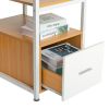 FCH Beech Color Triamine Particleboard White Iron Pipe Cabinet with Drawer 2*USB Port 2*Three Sockets Wireless Charging Computer Desk