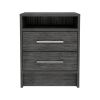Eter Nightstand; Superior Top; Two Drawers -Smokey Oak