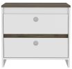 Otom Nightstand ; Superior Top; One Open Shelf; One Drawer; Four Legs -Smokey Oak / White