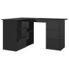 Corner Desk High Gloss Black 57.1"x39.4"x29.9" Engineered Wood