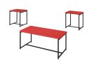 GT 3 Piece Red Carbon Fiber Wrap Coffee Table and End Table Set