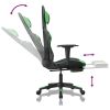 Massage Gaming Chair with Footrest Black&Green Faux Leather