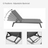 Outdoor 2-Pcs Set Chaise Lounge Chairs; Five-Position Adjustable Aluminum Recliner; All Weather For Patio; Beach; Yard; Pool(Grey Frame/Dark Grey Fabr