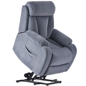 Lift Chair Recliner for Elderly Power Remote Control Recliner Sofa Relax Soft Chair Anti-skid Australia Cashmere Fabric Furniture Living Room (Color: LIGHT GREY)