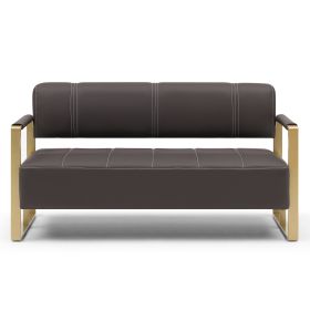 57.9" Width Modern Upholstery Faux Bonded Leather Loveseat Sofa for Living Room Accent Love Seats for Small Spaces 2 Seater Couch Sofa Office Apartmen (Color: as Pic)