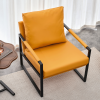 PU Leather Accent Arm Chair Mid Century Upholstered Armchair with Metal Frame Extra-Thick Padded Backrest and Seat Cushion Sofa Chairs for Living Room