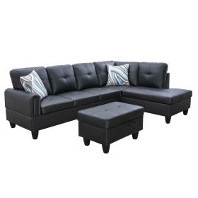 Black Faux Leather Living Room Sofa (Color: Black)