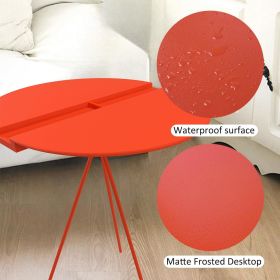Coffee Table, Side Table Round, Small End Table for Dining, Modern Kitchen Table Bedside Table, Easy Assembly Accent Table Black Drink Table for Livin (Color: Orange-with Groove)