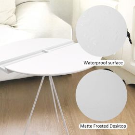 Coffee Table, Side Table Round, Small End Table for Dining, Modern Kitchen Table Bedside Table, Easy Assembly Accent Table Black Drink Table for Livin (Color: White-with Groove)