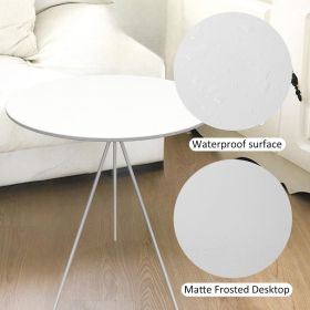 Coffee Table, Side Table Round, Small End Table for Dining, Modern Kitchen Table Bedside Table, Easy Assembly Accent Table Black Drink Table for Livin (Color: White-without Groove)