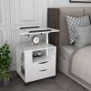 Multifunctional Height Adjustable Overbed End Table Wooden Nightstand with Swivel Top, Storage Drawers, Wheels, and Open Shelf