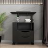Multifunctional Height Adjustable Overbed End Table Wooden Nightstand with Swivel Top, Storage Drawers, Wheels, and Open Shelf