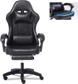 Video Game Chairs for Adults, PU Leather Gaming Chair with Footrest, 360¬∞Swivel Adjustable Lumbar Pillow Gamer Chair, Comfortable Computer Chair for (Color: Black)