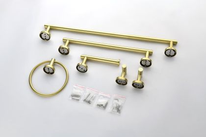 Bathroom Hardware Set, 6Piece Bath Accessories Set Wall Mount Includes Towel Bar,Toilet Paper Holder,Towel Ring, 2 Hooks SUS304 Stainless Steel,Heavy (Color: as Pic)