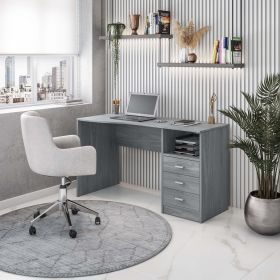 Techni Mobili Classic Computer Desk with Multiple Drawers, Grey (Color: gray)