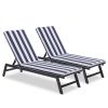 Outdoor Chaise Lounge Chair Set With Cushions; Five-Position Adjustable Aluminum Recliner; All Weather For Patio; Beach; Yard; Pool