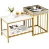 Living Room Bedroom 2PCS 2-Tier Nesting Coffee Sofa Side End Tables