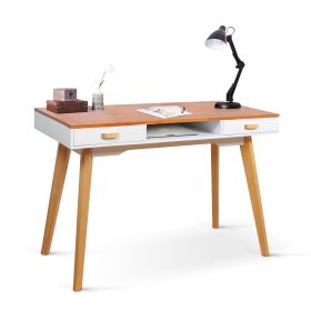 Modern Simple Style Solid Wood Computer Desk,Home Office Writing Desk,Study Table with Drawers (Color: as Pic)