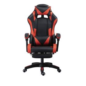 PU gaming chair, swivel recliner with adjustable backrest and seat height, high back gaming chair with footrest, office chair with 360¬∞ swivel, suita (Material: PU, colour: Black and red)