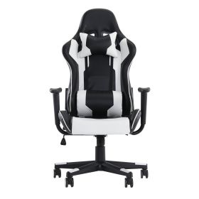 GIVENUSMYF gaming chair, computer chair with lumbar support, height adjustable gaming chair with headrest and 360¬∞ swivel office chair, suitable for (Color: black and white, Material: PU)