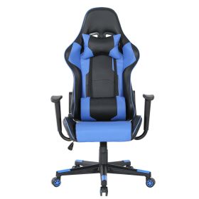 GIVENUSMYF gaming chair, computer chair with lumbar support, height adjustable gaming chair with headrest and 360¬∞ swivel office chair, suitable for (Color: black and blue, Material: PU)