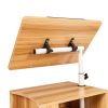 Multifunctional Height Adjustable Overbed End Table Wooden Nightstand with Swivel Top, Storage Drawers, Wheels, and Open Shelf