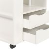 Multifunctional Height Adjustable Overbed End Table Wooden Nightstand with Swivel Top, Storage Drawers, Wheels, and Open Shelf