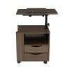 Multifunctional Height Adjustable Overbed End Table Wooden Nightstand with Swivel Top, Storage Drawers, Wheels, and Open Shelf