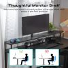 EVAJOY Home Office Computer Desk with File Drawer, LED Strip, Power Outlet
