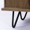 43.31inches medieval profiled geometry desk, computer desk, modern writing study desk with open lattice and v-shaped iron leg, multi-purpose home offi