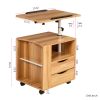 Multifunctional Height Adjustable Overbed End Table Wooden Nightstand with Swivel Top, Storage Drawers, Wheels, and Open Shelf
