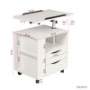 Multifunctional Height Adjustable Overbed End Table Wooden Nightstand with Swivel Top, Storage Drawers, Wheels, and Open Shelf