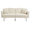 COOLMORE Couches for Living Room Mid Century Modern Velvet Love Seats Sofa with 2 Pillows, Loveseat Armrest for Bedroom, Apartment, Home Office