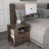 Multifunctional Height Adjustable Overbed End Table Wooden Nightstand with Swivel Top, Storage Drawers, Wheels, and Open Shelf