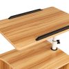 Multifunctional Height Adjustable Overbed End Table Wooden Nightstand with Swivel Top, Storage Drawers, Wheels, and Open Shelf