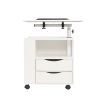 Multifunctional Height Adjustable Overbed End Table Wooden Nightstand with Swivel Top, Storage Drawers, Wheels, and Open Shelf