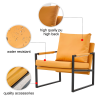 PU Leather Accent Arm Chair Mid Century Upholstered Armchair with Metal Frame Extra-Thick Padded Backrest and Seat Cushion Sofa Chairs for Living Room
