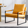 PU Leather Accent Arm Chair Mid Century Upholstered Armchair with Metal Frame Extra-Thick Padded Backrest and Seat Cushion Sofa Chairs for Living Room