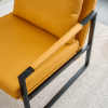 PU Leather Accent Arm Chair Mid Century Upholstered Armchair with Metal Frame Extra-Thick Padded Backrest and Seat Cushion Sofa Chairs for Living Room