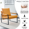 PU Leather Accent Arm Chair Mid Century Upholstered Armchair with Metal Frame Extra-Thick Padded Backrest and Seat Cushion Sofa Chairs for Living Room