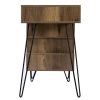43.31inches medieval profiled geometry desk, computer desk, modern writing study desk with open lattice and v-shaped iron leg, multi-purpose home offi