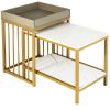 Living Room Bedroom 2PCS 2-Tier Nesting Coffee Sofa Side End Tables